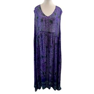 Vintage Lolette Woman Elegant Purple Sleeveless Sheer Floral Maxi Dress 1X